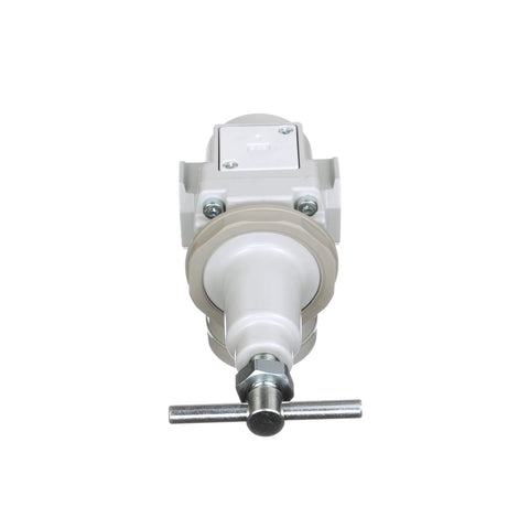 PneumaticPlus SAR300T-N03BG air pressure regulator, white body, 3/8 in NPT, T-handle, front view.