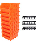Wall Mounted Hardware Storage Bins Set With 8 Stackable Bins And 3 Tracks For Garage Organization, Quick Access Grab And Go