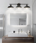 Farmhouse Rustic 3 Light Vanity Sconce Set above bathroom mirror, Industrial Black Wall Lights for Vanity Mirror Cabinets Dressing Table