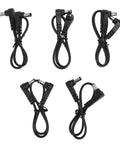 90 Degree Angled Dc Power Extension Cable Five Piece Set Male To Male 5.5Mm By 2.1Mm Connector, black cables for power connections.
