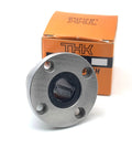 Lmf20uu Linear Bearing Round Flange Bushing 20mm Id 32mm Od 42mm Long in silver metal with black center for CNC routers and 3D printers.