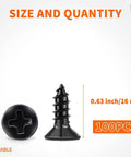 One Hundred Pack Of Number Six By Five Eighth Inch Stainless Steel Wood Screws Premium Grade Black Oxide Coating Flat Head Phillips Drive Full Threaded Build showcasing size 0.63 inch.