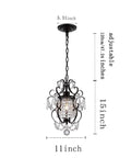 Chic Mini Bronze Chandelier 1 Light 11 Inch Crystal Ceiling Fixture For Bedroom Girls Room Bathroom Closet, 47.24 Inch Adjustable Chain, E26 Socket, 60W Max