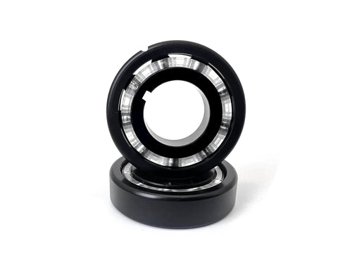 Pool cleaner main turbine bearing replacement, black plastic with silver metal races