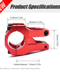 35mm Short Riser Handlebar Stem Lightweight Aluminum Alloy With 31.8mm Clamp And 28.6mm Fork Fit For MTB in Red Finish, side view