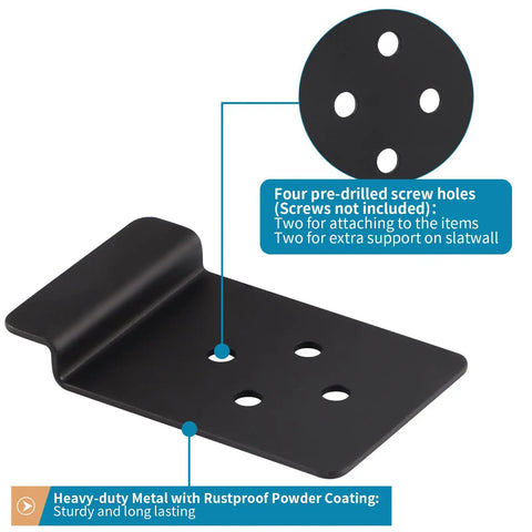 Slatwall Metal Plate Mount Backplate For Slatwall Panels Built Tough Heavy Duty Slat Wall Mounting Adapter with pre-drilled holes