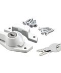 Keyed Sash Lock For Aluminum Vinyl Or Wood Double Hung Windows With Two Inch Hole Centers Heavy Duty Zinc Diecast In White Finish Locks Only With Key For Added Window Security For Enhanced Tamper Resistant Security.