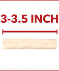 Close-up of American Beefhide Mini Rolls Dog Chew Treats 3 To 3.5 Inches Natural Flavor Long Lasting Rawhide Chews, size indicator.