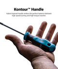 Person holding Kontour Screwdriver Set 8-Piece With Mechanics Tray, ergonomic handle, chrome molybdenum steel, in hand