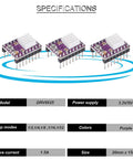 Fire Up Your Rig With This Solid DRV8825 Stepper Motor Driver 6 Pack showing purple driver boards with heat sinks, 20mm x 15mm size.