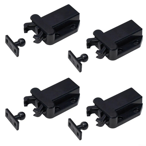 4-Pack Push To Open Cabinet Latch Catches For Drawers And Doors Touch Release No-Handle Mechanism Spring Loaded ABS Plastic Black