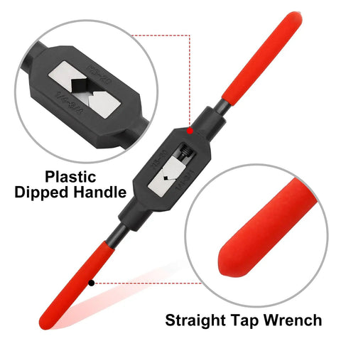 Adjustable Tap Wrench Handle One Quarter To Three Quarters Inch With M5 To M20 Thread Tap Holder, plastic dipped handle