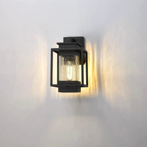 Two Pack Outdoor Wall Light Sconces Aluminum Rust Proof Porch Fixture With Crack Glass For Exterior Home Entryway Balcony Patio
