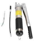 Heavy Duty Manual Grease Gun Kit With 800ml Capacity, showing stainless steel double gear oiler and accessories