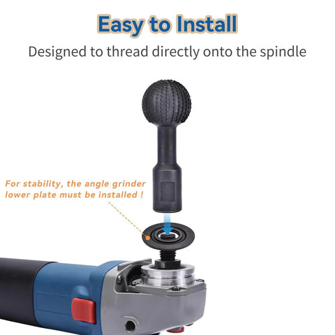 Rock Solid Carbon Steel Sphere Rotary Burr With Standard 5/8-11 Threads For 4-1/2 And 5 Inch Angle Grinders attached to grinder spindle.