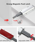 Premium Push To Open Magnetic Latch showing self-adhesive and adjustable design for seamless cabinet installation.