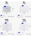 Collapsible Water Jug With Spigot 10 Liter Foldable Camping Bottle BPA Free Portable Water Storage Cube With Handle sizes 3L to 15L