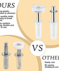 Comparison of Six Piece Bi Fold Door Top Roller Guide Wheel And Top Pivot Spring Loaded Bifold Door Hardware Repair Kit for Doors One to One and Three Eighths Inch Thick Folding Doors Sliding Closet Barn Pocket Doors Easy To Install, showing durability vs other brands.