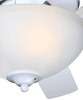 Close-up of frosted glass light kit on Classic 52 Inch LED Ceiling Fan With Light Kit, Crisp White Finish, Reversible Blades