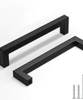 Matte Black Cabinet Pulls 25 Pack Stainless Steel Square Bar Handles for Cabinets, Drawers, and Dressers, 5-1/16 Inch Hole Centers