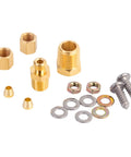 Brass oil pressure gauge fittings kit with threaded adapters, hex nuts, washers and screws