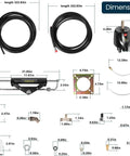 150HP Hydraulic Outboard Steering Kit For Boats Marine System, showing components with dimensions, including hoses and pump.