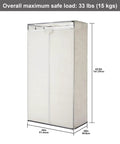 Heavy Duty Hanging Closet Organizer With Full Zip Cover 36 Inch Wide Clothes Storage Rack dimensions 36W x 20L x 63.5H light grey design