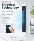 Ultra Quiet Bladeless Personal Cooling Fan With Cordless Rechargeable Power For Bedroom Or Office Oscillating Desk Cooler Safe 3 Speed Small Room Cooling White