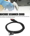 Beefed Up Pro Grade PVC POS Cable For Barcode Scanner And Printer 5.9ft coiled with barcode scanner in background