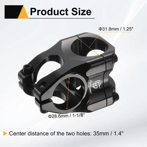 Heavy Duty Aluminum Alloy Bike Stem for 31.8mm Handlebars, 35mm Length, Fits 1 1/8 Inch Fork, MTB BMX Road Cycling Specifications