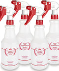 All Purpose Spray Bottles 4 Pack 24 Oz Heavy Duty Leak Proof Workhorse Sprayers with red and white adjustable nozzles