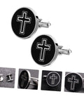 Fashionable Titanium Steel Cross Cufflinks For Men With Polished Black Finish Decorative Shirt Fasteners For Daily Wear Parties And Formal Events Premium Quality Durable Dress Accessories With A Slick Boss Look