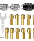 Heavy Duty Drill Chuck Collet Set Replaces 1-32 Inch To 1-8 Inch Keyless Rotary Tool Adapter with collets and wrench