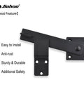 Close-up of 6 Inch Barn Door Flip Latch For Fence And Shed Gates Heavy Duty Solid Metal Iron Hardware In Matte Black.