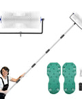 Spike Roller For Self Leveling Cement Kit Featuring A 9 Inch Screed Spiked Roller With A 77 Inch Extension Pole, shoes, screws set