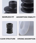 Heavy Duty Khaki Pneumatic Vacuum Sucker Nozzle For Industrial Manipulator Robotics showing detailed rubber structures and grip.