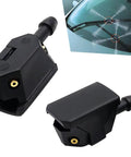 Four Way Windshield Wiper Nozzle For Cars, Trucks, And SUVs, Front Jet Washer Nozzle Retrofit Replacement, Even Water Spray Left Right Up Down, Black Finish