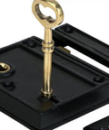 Heavy Duty Cast Iron Rim Lock Built To Last With Weather And Rust Resistance For French And Screen Doors, manual latch view.