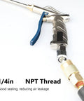 Badass 6 Pack Stainless Steel Air Hose Fittings Featuring Slick 360 Degree Rotating Coupler And Quick Connect Male Plug With Quarter Inch Npt Threads Designed For Air Compressor Mods Upgrades, showing 1/4in NPT threaded connection.