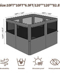 10x10 Outdoor Gazebo Privacy Curtain Set With 4 Panels Waterproof Sidewalls With Zippers And Hidden Mesh Windows, black