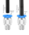 Six Millimeter To One Eighth Inch NPT Push To Connect Air Fittings Male Straight Quick Connect Pneumatic Fittings close-up with tube