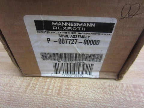 Mannesmann Rexroth box label for Bowl Assembly P-007727-00000, industrial machinery replacement part, OEM grade fit
