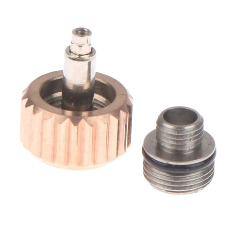 7Mm Watch Crown Replacement Kit with Long Stem featuring rose gold finish, two metal components for quick on-the-go watch repairs
