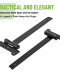 Top Shelf Heavy Duty 24 Inch Gate Hinges 4 Pack, Black Powder Coated Steel Built Hella Tough, Rust Resistant With All Mounting Hardware For A Smooth Swing, close-up view of hinges.
