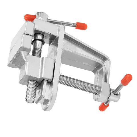 Must-Have Compact Vistreck Mini Flat Pliers Vise Clamp With 360 Degree Rotating Aluminum Alloy Table Vice Tool, close-up view.