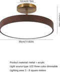 Japanese Style Led Close To Ceiling Light Fixture With Imitation Wood Grain Texture And Sleek Metal Ring For Warm Entryway Hallway Vibes Total Space Upgrade, 30cm diameter.