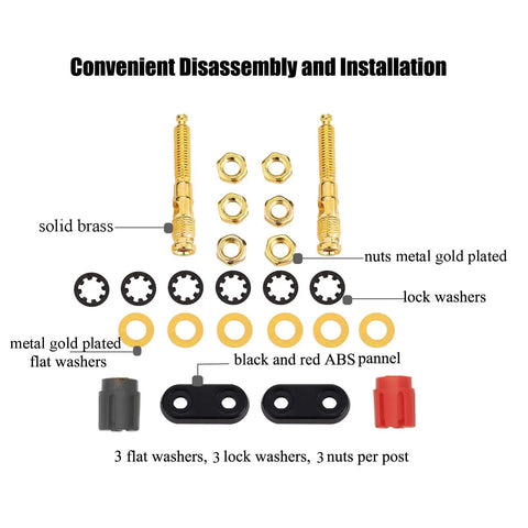 Four Pack Long Threaded Dual Banana Plug Speaker Terminals With Nailed Down Performance And Zero Hassle Wiring For Serious Homemade Audio Setups That Sound Dang Amazing components including gold plated nuts and solid brass plugs.