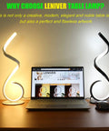 Spiral LED Table Lamp Set Of 2, 10W Dimmable, 3 Color Temp Options, Modern White Nightstand Lamps beside laptop on desk.