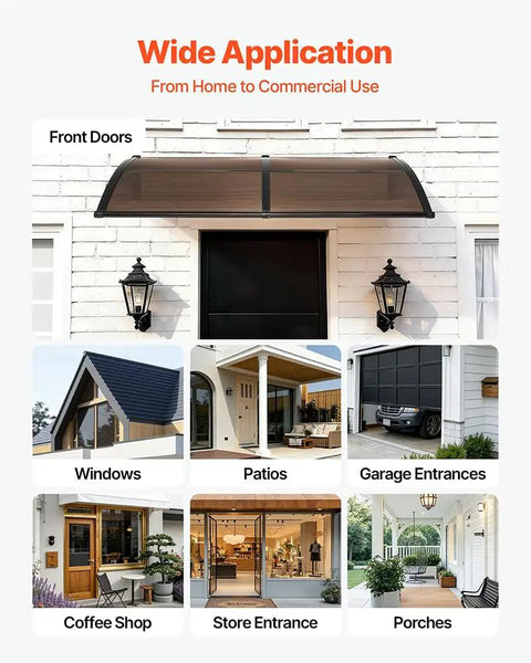 Door Entrance Awning 38 By 78 Inches Exterior Canopy With Drainage And ABS Bracket Polycarbonate Cover For Patio Door Sun UV Rain And Snow Protection No Fuss Brown