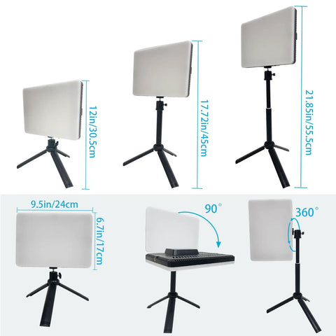 2 Pack LED Photo Lighting Kit With Stand 2800K-6500K Dimmable Studio Lights For Product Photography, adjustable angles shown